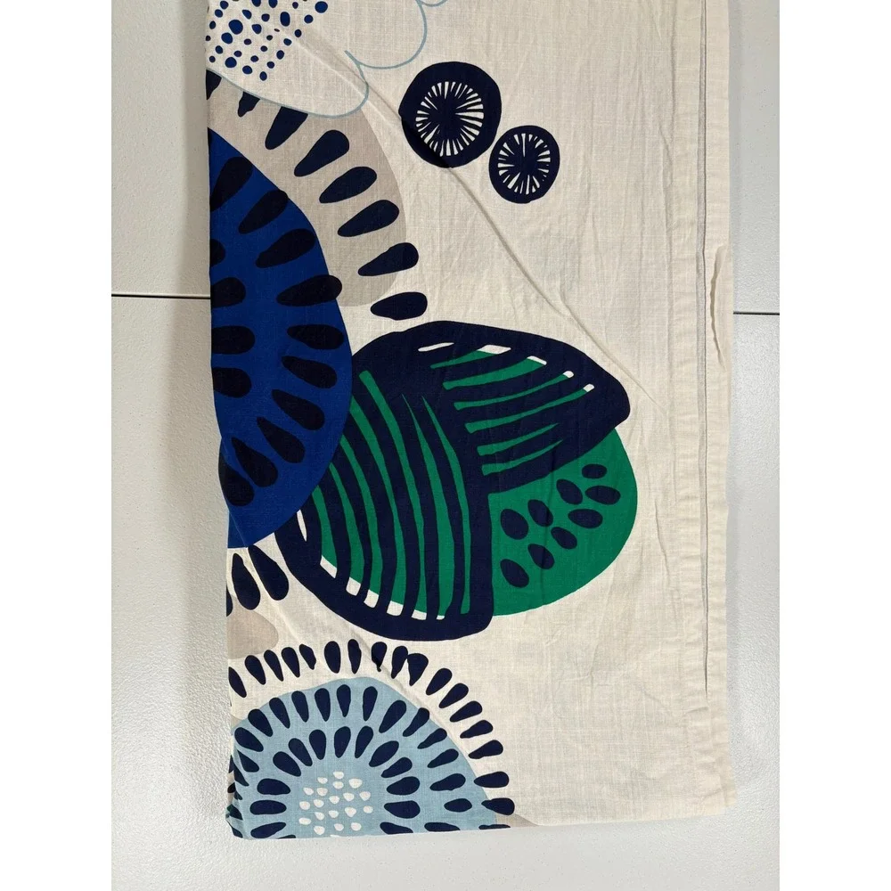 Vintage IKEA IRMELIN Curtain Panels 57x98 1999 Retro Mod Blue Green Floral